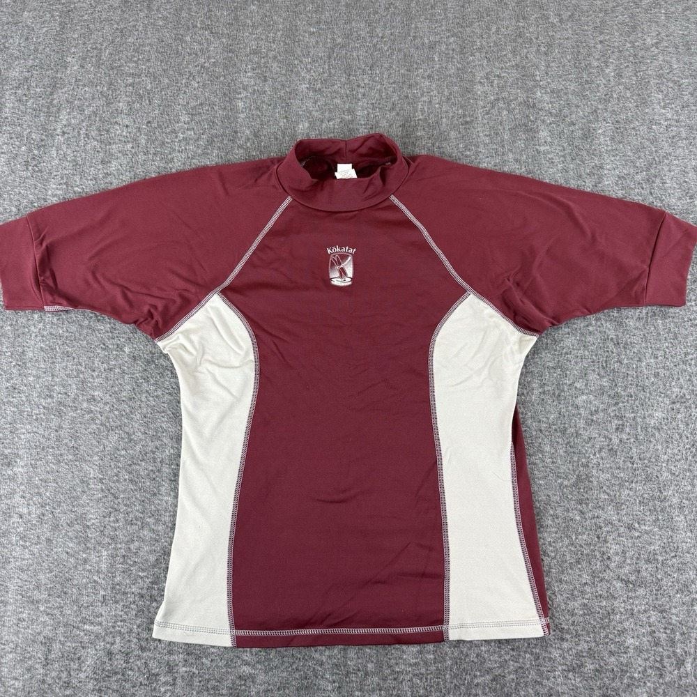 Kokatat Rash Guard Vintage Women's L Burgundy Gray Surf Kayak Swim USA Mock Neck